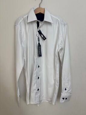 Ragazzo Uomo Boys Dress Shirt | Age 12 | White | Navy Contrast | NWT, Sold Out